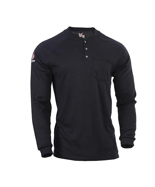 DRIFIRE Power Dry FR Long Sleeve Henley, CAT 2, Flame Resistant, Navy, Small, TEE-PDN-HN-SM