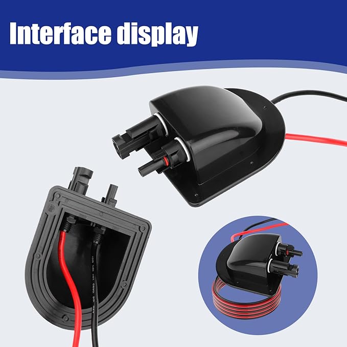 Solar Double Cable Entry Gland, Waterproof Junction Box Connector with 10ft 10AWG Solar Cable for RV Boat Camper Van Building Garage Shed Roof Panels