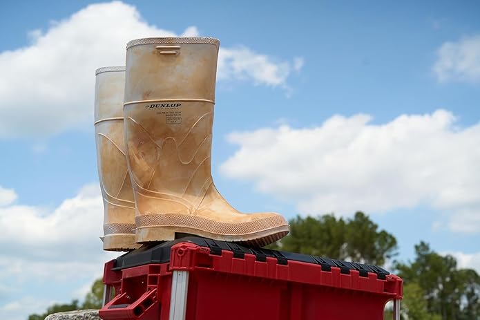 DUNLOP White PVC Steel Toe - Rubber Boots for Men & Women - PVC - Work & Concrete Boots - Steel toe - Waterproof with Tall shaft - Chemical and Slip resistant - White - Size 3-13