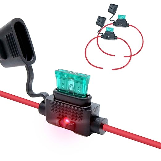 Waterproof in-line ATO/ATC LED Fuse Holder,12 AWG for Automotive, Marine（2 Pack）