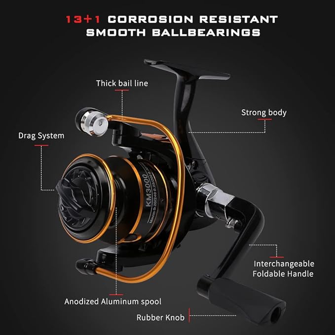 Collapsible Fishing Rod and Reel Combo, BalanZze Telescopic Fishing Rod with Spinning Reel, Portable Collapsible Fishing Pole Kit for Saltwater and Freshwater – Ideal Fishing Gift