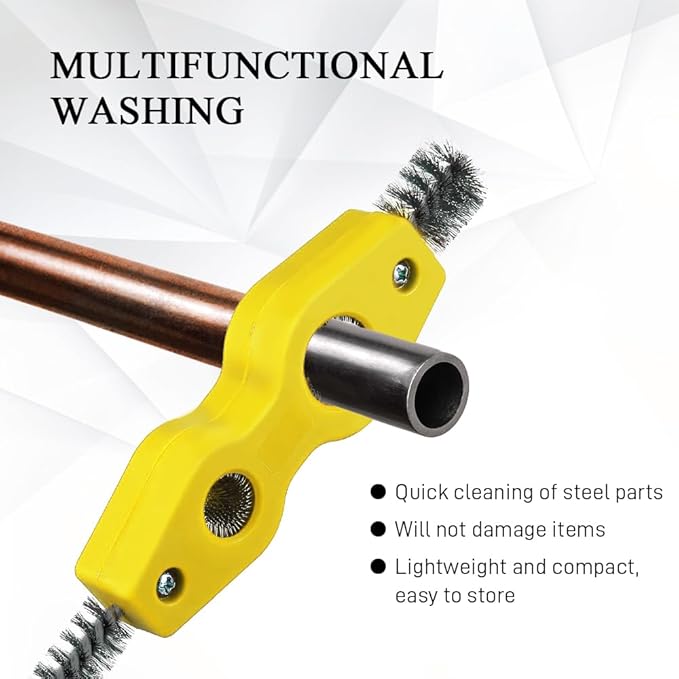 4 in 1 Car Battery Cleaning Brush, Battery Terminal Cleaner, Anti-Rust Auto Battery Cleaner with Steel Wire, Car Accessories Vehicle Machine Parts Clean Tools for Most Vehicles (Yellow)