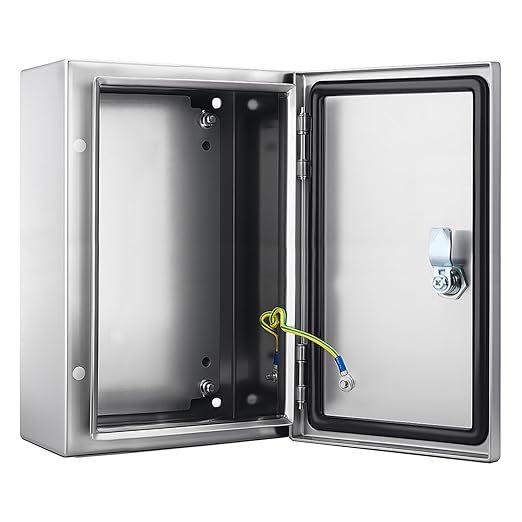 QILIPSU 304 Stainless Steel Electrical Box IP65 Waterproof Steel Project Enclosure Lockable Weatherproof Electric Junction Box for Indoor & Outdoor Use 18"x14"x8"