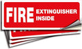 iSYFIX Fire Extinguisher Inside Signs Stickers – 4 Pack 8x3 Inch – Self-Adhesive Vinyl Decals, Laminated for UV, Weather, Scratch, Fade Resistance, for Cars, Trailers, Rv's, Trucks and Vehicles