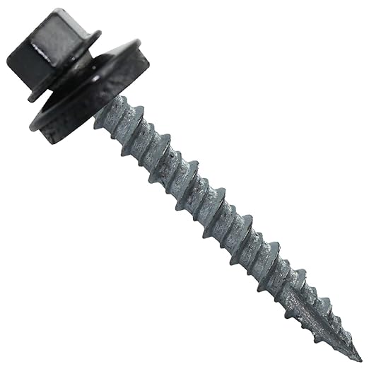 Metal ROOFING SCREWS: (250) 10 x 1-1/2" Black Hex Head Sheet Metal Roof Screw. Self starting metal to wood siding screws. EPDM washer. Colored head