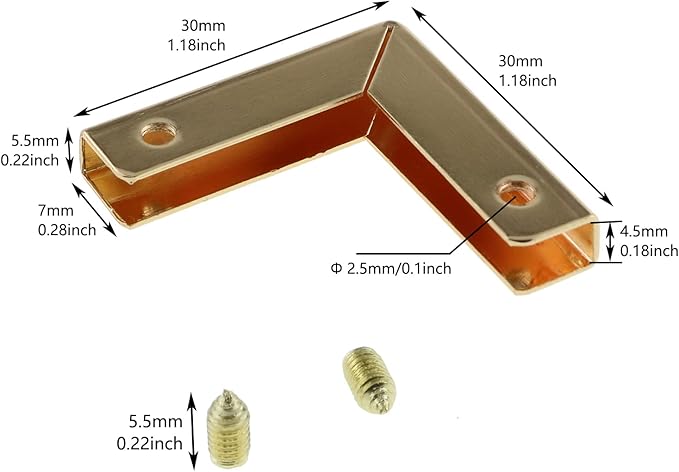 Corner Protector LUORNG 8pcs Zinc Alloy Guard Edge Covers with 16pcs Screws for Wallet Purse, Light Gold