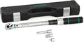 4-Piece Torque Wrench Set – 3/8" Drive Click Torque Wrench (10–80 ft-lb), 1/4" & 1/2" Drive Adapters, 3-Inch Extension Bar, ±3% Accuracy, Chrome Vanadium Steel, Includes Storage Case