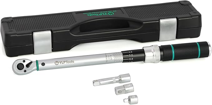 4-Piece Torque Wrench Set – 3/8" Drive Click Torque Wrench (10–80 ft-lb), 1/4" & 1/2" Drive Adapters, 3-Inch Extension Bar, ±3% Accuracy, Chrome Vanadium Steel, Includes Storage Case
