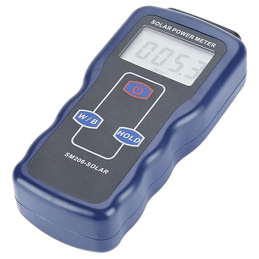Digital Solar Power Meter,Handheld Strength Sunlight Meter, W/m²/Btu Light Radiation Measuring Testing Instrument,for Meteorology, Physical and Optical
