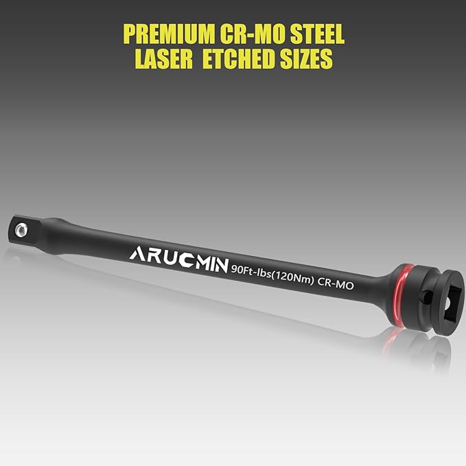 1/2" Drive 90 Ft-Lbs Torque Limiting Extension Bar, 8 Inch Color-Coded Lug Nut Torque Sticks