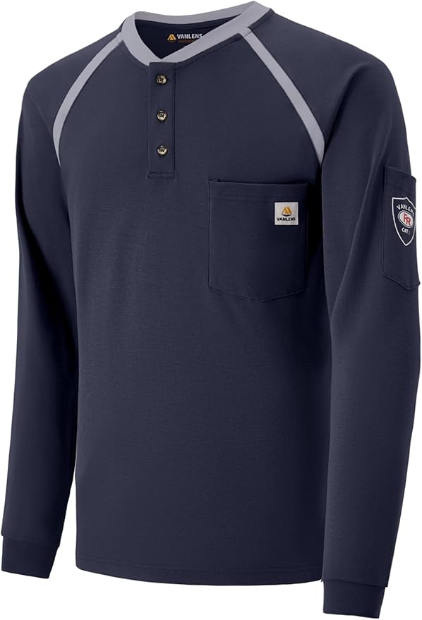 FR Shirts for Men Flame Resistant Shirts 6.5oz Light Weight Long Sleeve Fire Retardant Shirts CAT2/HRC2