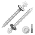 # 3/16 * 2" 370PCS 5lbs White Hexagonal Metal Sheet roof Screws, #10 * 2 with EPDM washers and Hexagonal self Tapping, Used for Metal to Wood, Corrugated Roofs.5 * 50mm
