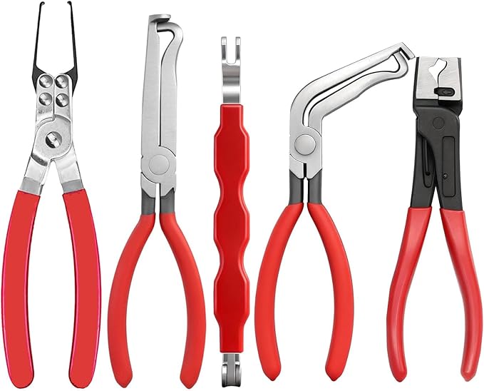 5 Pcs Automotive Electrical Disconnect Pliers Set, Professional Electrical Connector Removal Tool and Hose Clamp Pliers, Electrical Plug Connector Separator Tool for Cars, Trucks, SUVs
