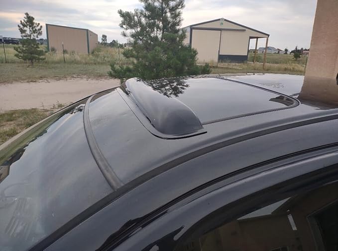 Original 34inch Universal Fit Rain Snow Guard Sun Roof Wind Deflector, 1pc Tape-On Dark Smoke Tint Auto Moonroof Window Visor RN88