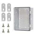 Waterproof Outdoor Junction Box IP66 ABS Plastic Weatherproof Box Impact-Resistant Weatherproof Electrical Enclosure for Ggarden, Garage, Solar, and Marine Applications Clear(8.6"x6.6"x4.3")