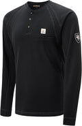 FR Shirts for Men Light Weight Flame Resistant Henley Shirts Long Sleeve Shirts HRC2/CAT2 6.5oz 100% Cotton