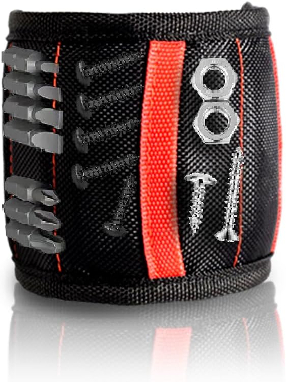 Magnetic Wristband for Holding Screws, Nails & Tools, Strong Magnets, Red
