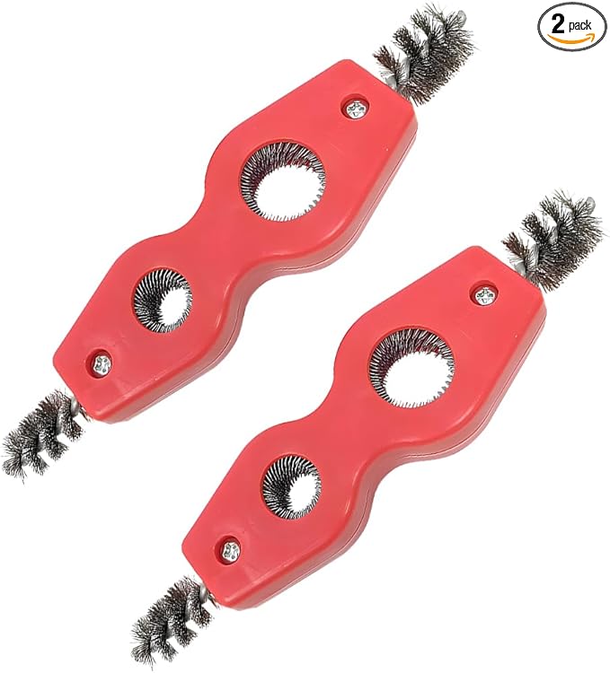 BELOMI 2PCS Car Battery Terminal Cleaning Brush, 4 in 1 Rustproof Battery Cleaner Tool with Steel Wire, Auto Universal Interior and Exterior Battery Terminals Machine Parts（Red）