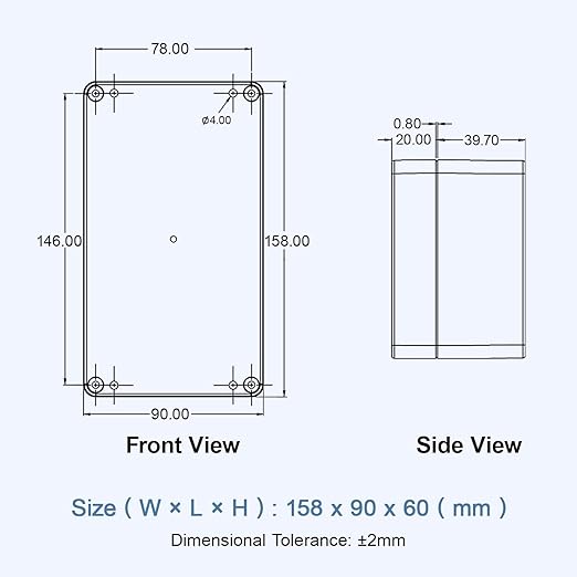 LeMotech Junction Box with Clear Cover IP65 Waterproof Project Box Dustproof ABS Plastic Electrical Project Boxes Universal Enclosure, Black 6.2"x 3.5"x 2.3"(158x90x60mm)(Pack of 2)