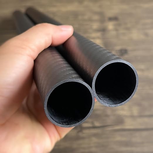 2pcs 30mm Carbon Fiber Tube 30mmx27mmx500mm,1.5MM Wall Thickness 500MM Length,3K roll Wrapped Twill Matte Finish