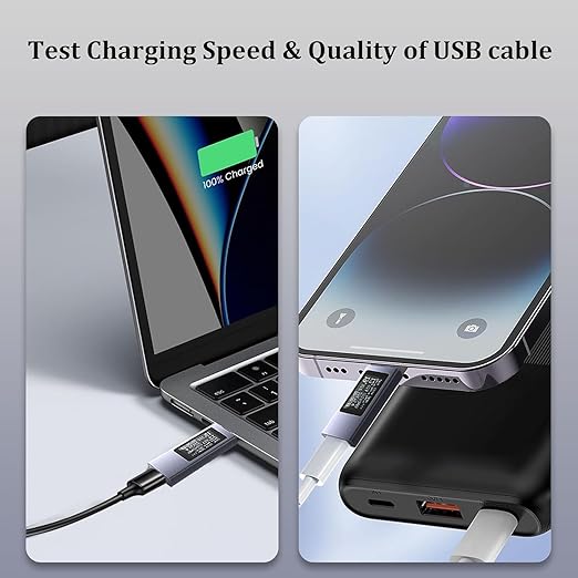 diymore USB C Power Meter, USB C Tester Power Meter,Type C Voltage and Current Tester Meter, Power Bank Capacity,Working Time Ammeter Voltmeter USB Cable Charger Detector LED Display, Gray