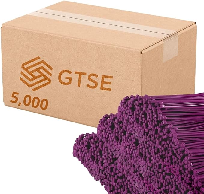 GTSE 12 Inch Purple Zip Ties, 5,000 Bulk Pack, 50lb Strength, UV Resistant Long Nylon Cable Ties, Self-Locking 12" Tie Wraps
