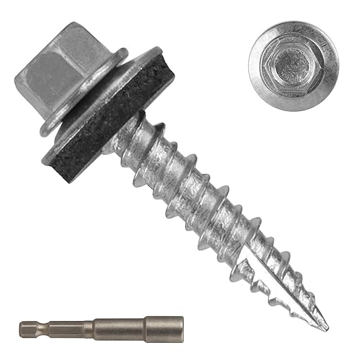 Metal Roofing Screws#10 × 1 Inch, 300Pcs Zinc Plated Hex Head Metal Roof Screws with Rubber Washers for Metals and Corrugated Roofing Panels (Hex Socket Included)