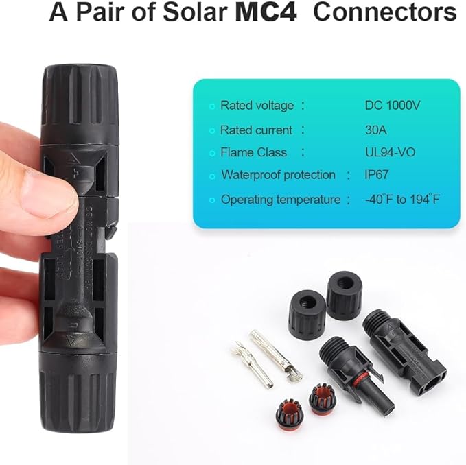 40PCS Solar Panel Connector PV Connector Kit IP67 Waterproof with Spanners,Solar Connect Kit 20Pairs Male/Female (20Pairs 10AWG)