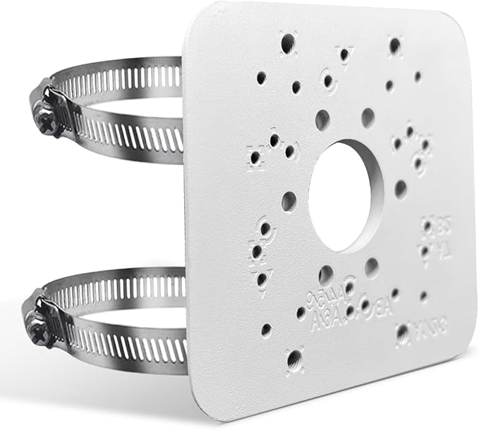 Universal Vertical Pole Corner Mount Bracket for Security Camera, Stainless Steel Pole Mount Adapter with 4 Loops, CCTV Cameras Mounting Brackets, Solar Panel Clamp