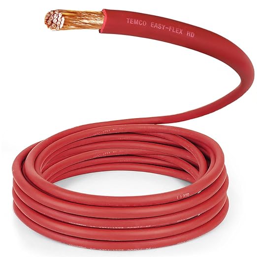 TEMCo 3/0 Gauge AWG 125 Ft Red Flexible Pure Copper Made in USA Welding Cable Battery Wire - Heavy Duty Solar, Inverter, Car, RV, Truck