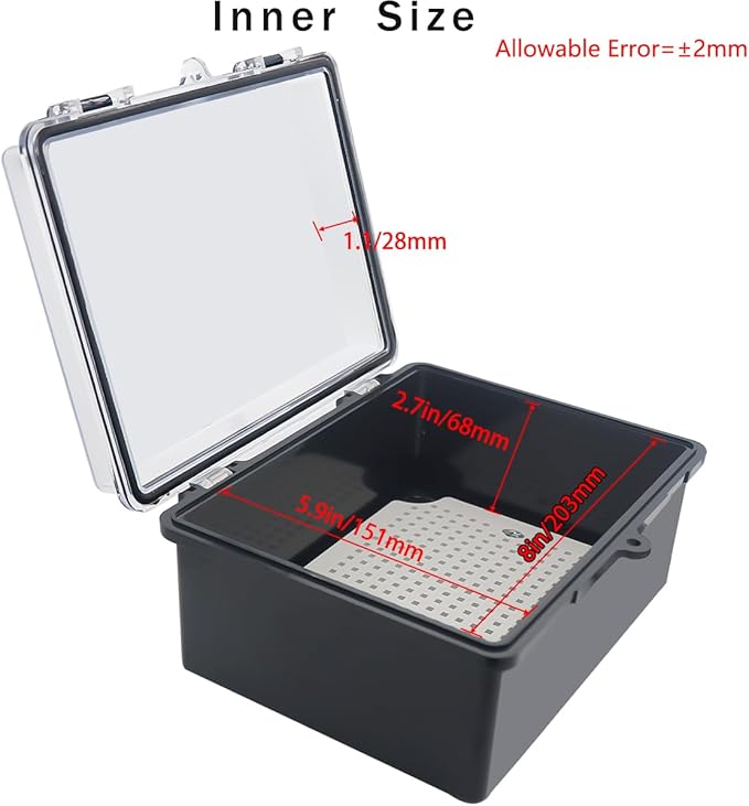 Junction Box, Hinged Black Clear Cover IP67 Waterproof ABS Project Box with Mounting Plate Electrical Box Enclosure with Wall Bracket 8.7 x 6.7 x 4.3inch(220x170x110mm)