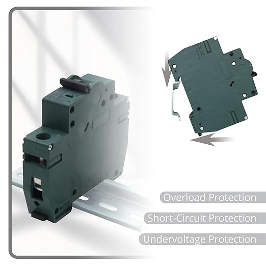 25A DC Miniature Circuit Breaker | 250V 1-Pole Solar PV Disconnect Switch | DIN Rail Mount for Solar Panels, Off-Grid Systems & Battery Protection(C6A)