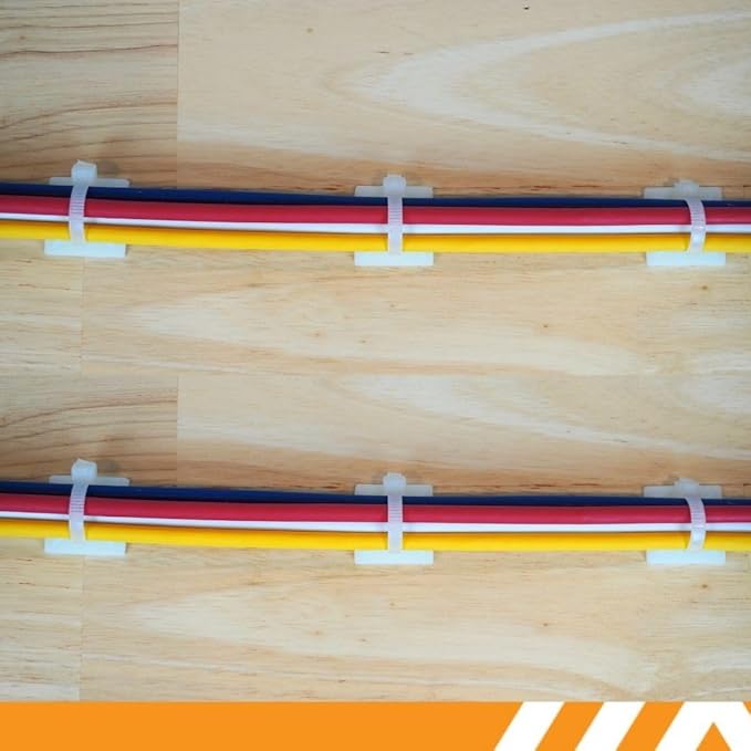 GTSE 100 Pack White Zip Tie Mounts, 1" Adhesive Mounting Squares, Cable Tie Mount, Cable Clips Organizer Holders, Zip Tie Anchor for Wire Bundles, UV Resistant Tie Wrap Bases