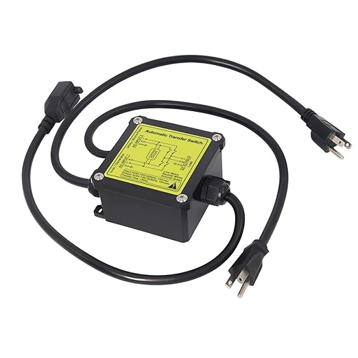 AC120V 15A Automatic Transfer Switch, ATS Power Transfer Switch with NEMA 5-15P Plug and 5-15R Receptacle, Auto Backup Power Switching Device