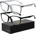 Blue-Light Blocking Glasses Computer Reading/Gaming/TV/Phones Glasses Fashion Anti Eyestrain Glasses for Women Men（A2 Black + Gray）