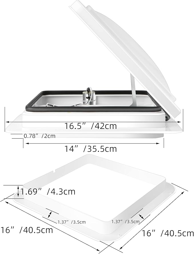 RV Roof Vent With 12V Fan Reversible 14" x 14"