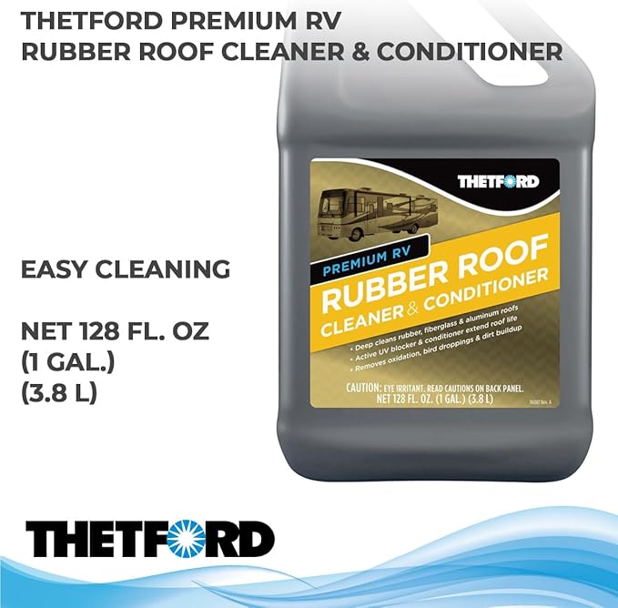 Premium RV Rubber Roof Cleaner & Conditioner - Non-Toxic - Non-Abrasive - Biodegardable - 1 Gallon - Thetford 32513