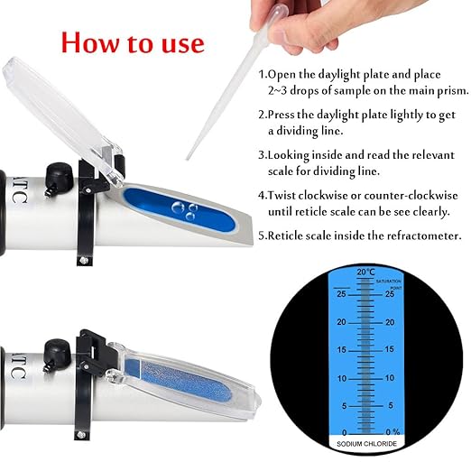 Sodium Chloride Refractometer,V·RESOURCING 0~28% Salt Analyzer Tester Salinometer for Food Salinity Measurement of Pickles