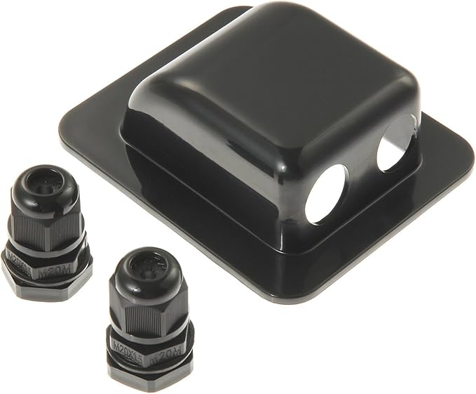Weatherproof ABS Solar Double Cable Entry Gland,Curved Cable Connector for All Cable Types 2mm² to 6mm² for Rv, Campervan, Boat (Black)