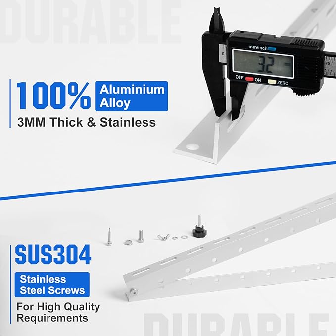 ECO-WORTHY 4 Sets 45inch Adjustable Solar Panel Mount Brackets Stand with Foldable Tilt Legs, Ideal for 4-8pcs 100 200 300 400 Watt Solar Panel for Roof, RV, Boat, and Off-Grid