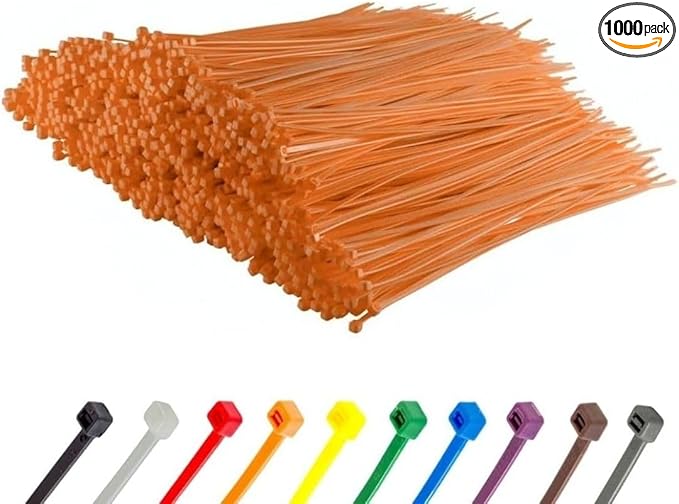 GTSE 12 Inch Orange Zip Ties, 1,000 Bulk Pack, 50lb Strength, UV Resistant Long Nylon Cable Ties, Self-Locking 12" Tie Wraps