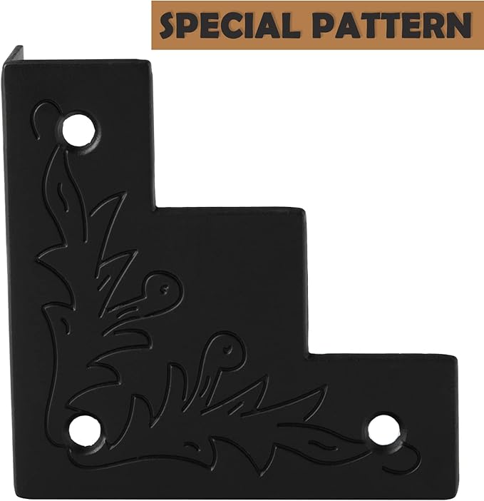 Black Metal Corner Protector 3.3 * 3.3 * 1 in Decorative Wood Funiture 4pcs Barn Sliding Door Corner Guards Metal Table Corner Antirust Zinc Alloy Edge Cover Bracket with Screw