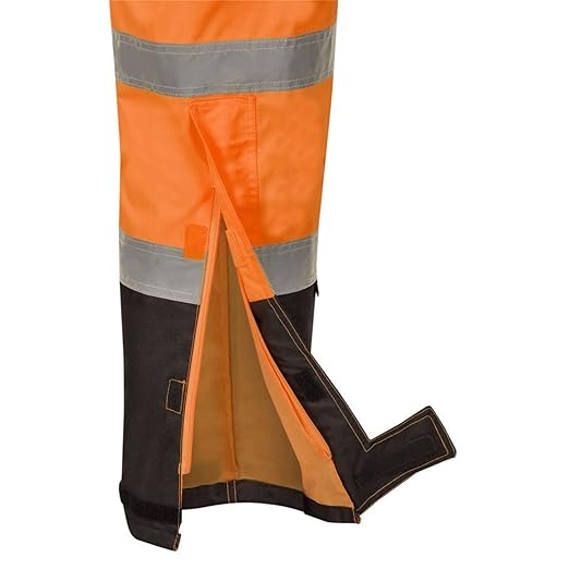 Pioneer Hi Vis Ripstop Waterproof Bib Pants/Overalls for Men - Reflective Safety Work Rain Pants - High Visibility Orange