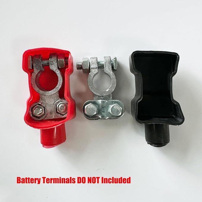 Ampper Top Post Flexible Battery Terminal Cover, Battery Terminal Clamp Insulator Protector W/Washers for Car, Vehicle, RV and Boat (Medium, 4 Sets)