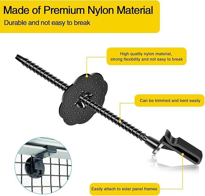 Solar Panel Bird Guard Fastener Clips,50 Sets Critter Guard Fasteners,Premium Nylon Solar Panel Clips for Attaching Wire Mesh to Solar Panels,Critter Guard Kit for Bird Pigeon Fence