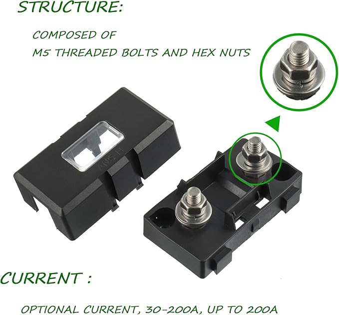 Midi Fuse Holder and 2 Pieces 60A Midi high Current Fuse Screw Fuse for Cars, Trucks, Vehicles(60 Amp)