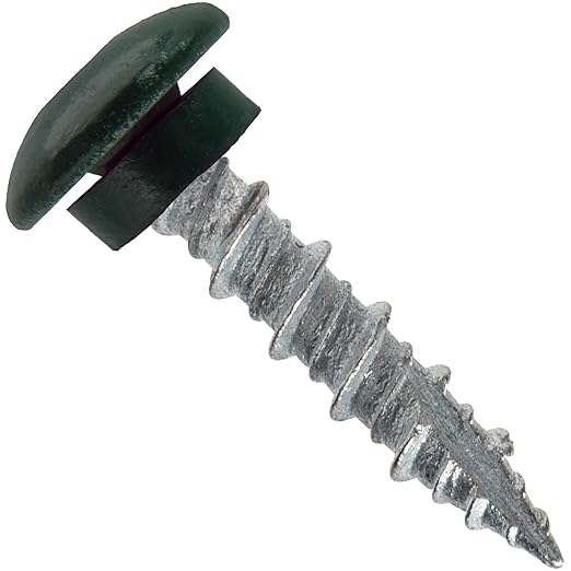 10 x 1 Ivy Green - Low Profile Star Head Roofing Screws - HI-LO Thread - Metal to Wood - T25 Torx Drive Head - EPDM Washer. 10 X 250 Bags - 2,500 Screws