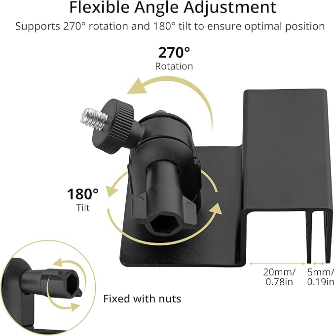 Anbte Universal Solar Panel Gutter Mount, Aluminum Gutter Mount for Solar Panel, Cams and More with Standard 1/4"-20 Screws, Outdoor Mounting Accessories, Black