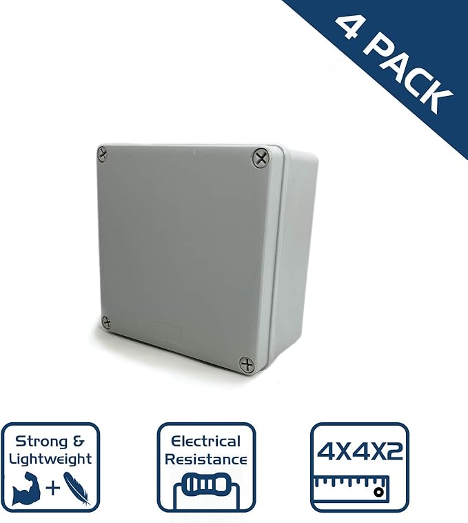 Co. 4" x 4" x 2.4" Weather & Dust Proof PS Plastic Junction Conduit Box Electronics Enclosure4 Pack