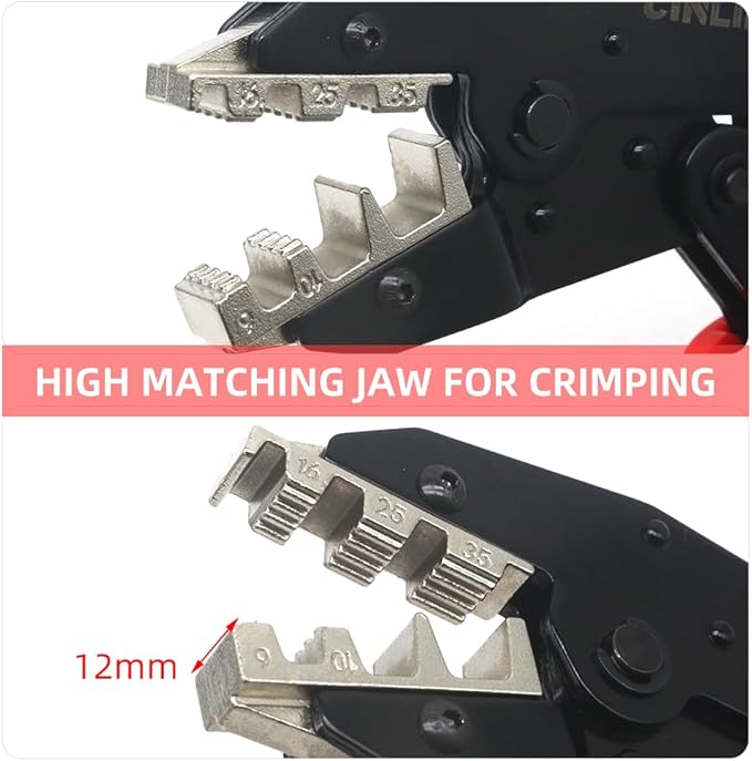 Crimping Tool for Sleeves Ferrule Terminals & Pin Cord End- Ratcheting Wire Crimpers - AWG 10-2 (6-35mm²) - Ratchet Terminal Crimper - Electrical Crimping Tool HS-35WF